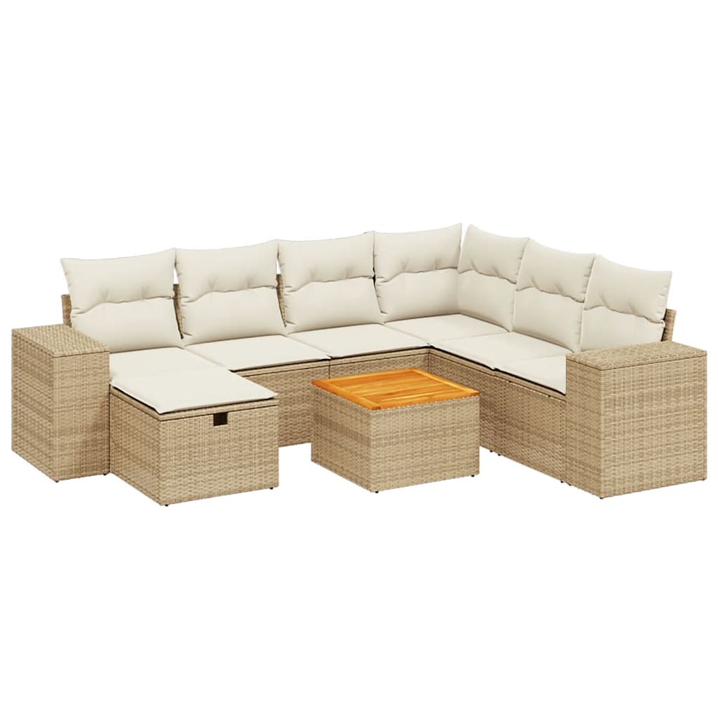 Set canapele de grădină, 8 piese, cu perne, bej, poliratan GartenMobel Dekor