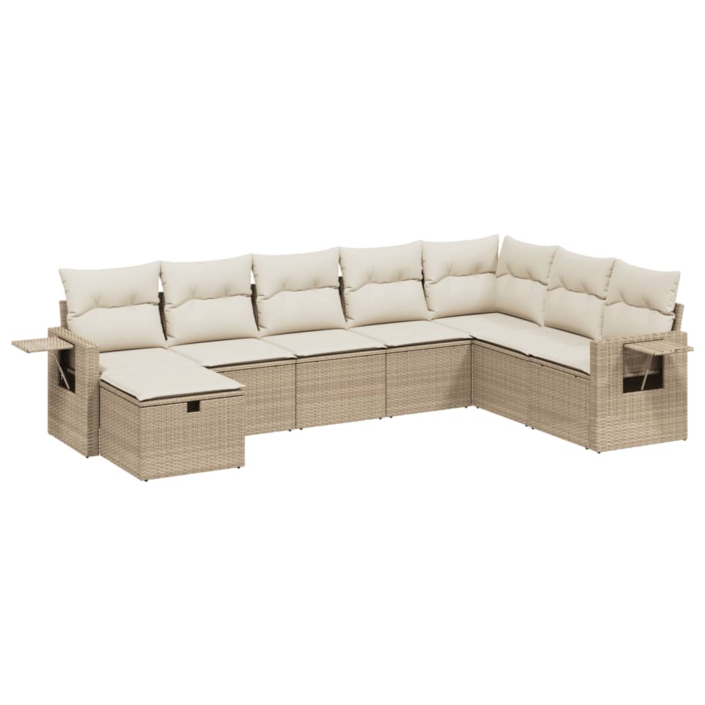 Set canapele de grădină, 8 piese, cu perne, bej, poliratan GartenMobel Dekor