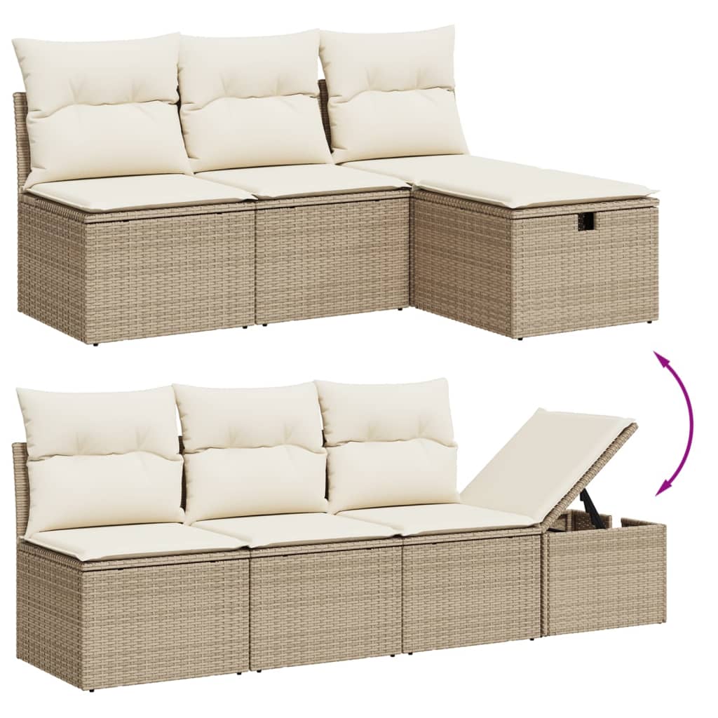 Set canapele de grădină, 8 piese, cu perne, bej, poliratan GartenMobel Dekor