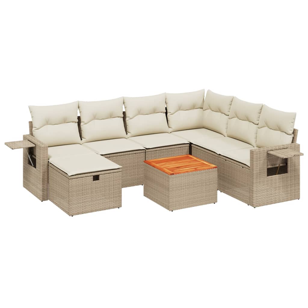 Set canapele de grădină, 8 piese, cu perne, bej, poliratan GartenMobel Dekor