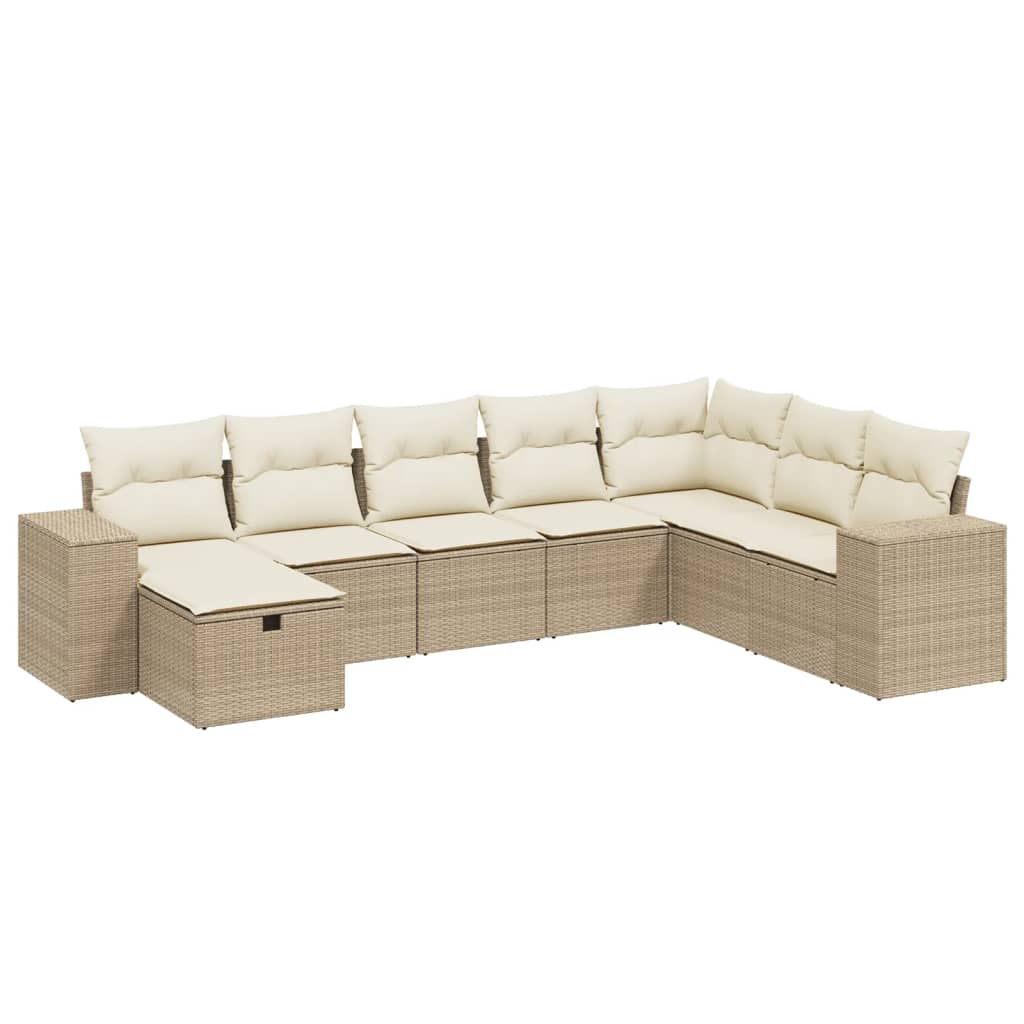 Set canapele de grădină, 8 piese, cu perne, bej, poliratan GartenMobel Dekor