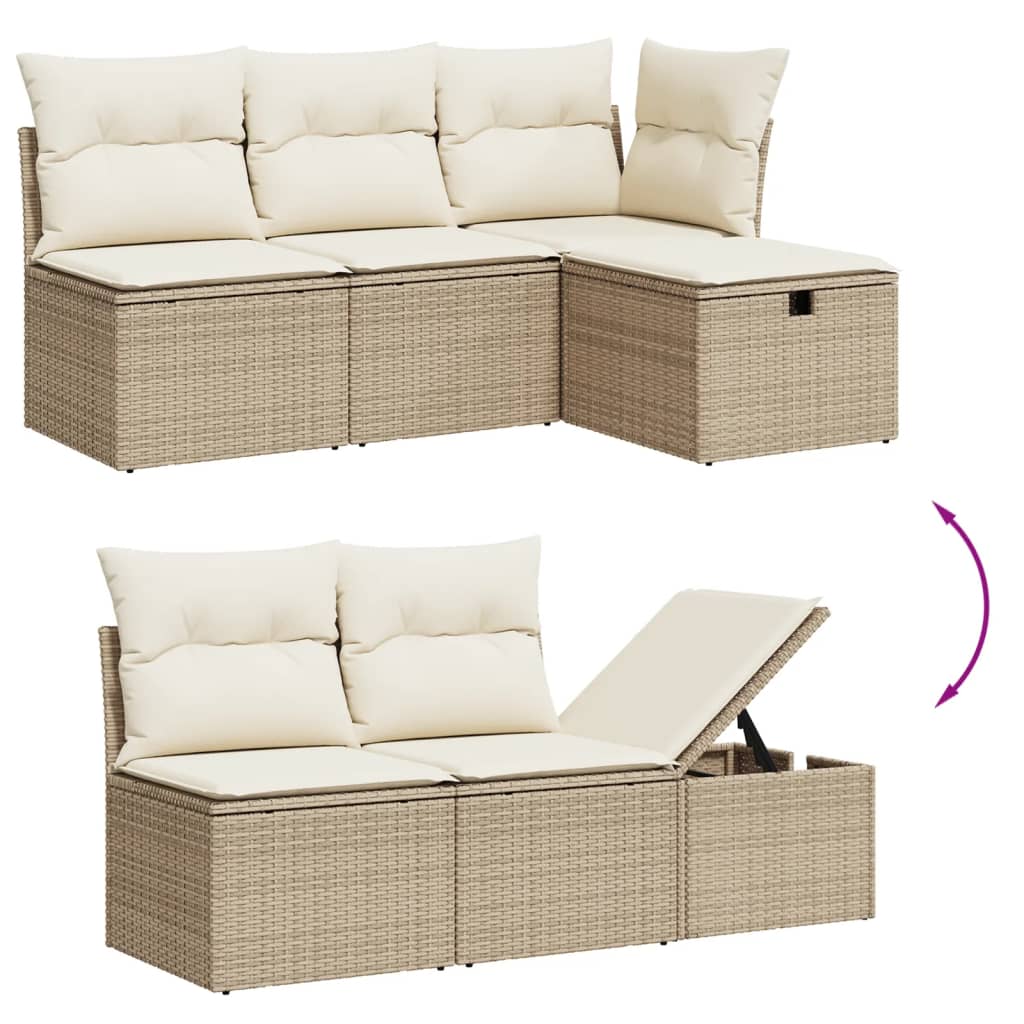 Set canapele de grădină cu perne, 5 piese, bej, poliratan GartenMobel Dekor