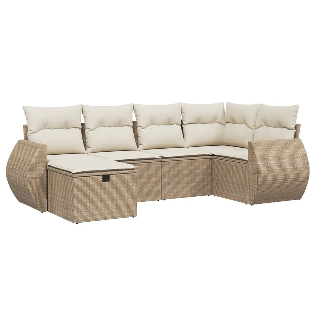 Set canapele de grădină cu perne, 6 piese, bej, poliratan GartenMobel Dekor