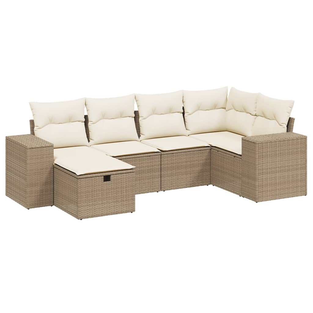 Set canapele de grădină cu perne, 6 piese, bej, poliratan GartenMobel Dekor