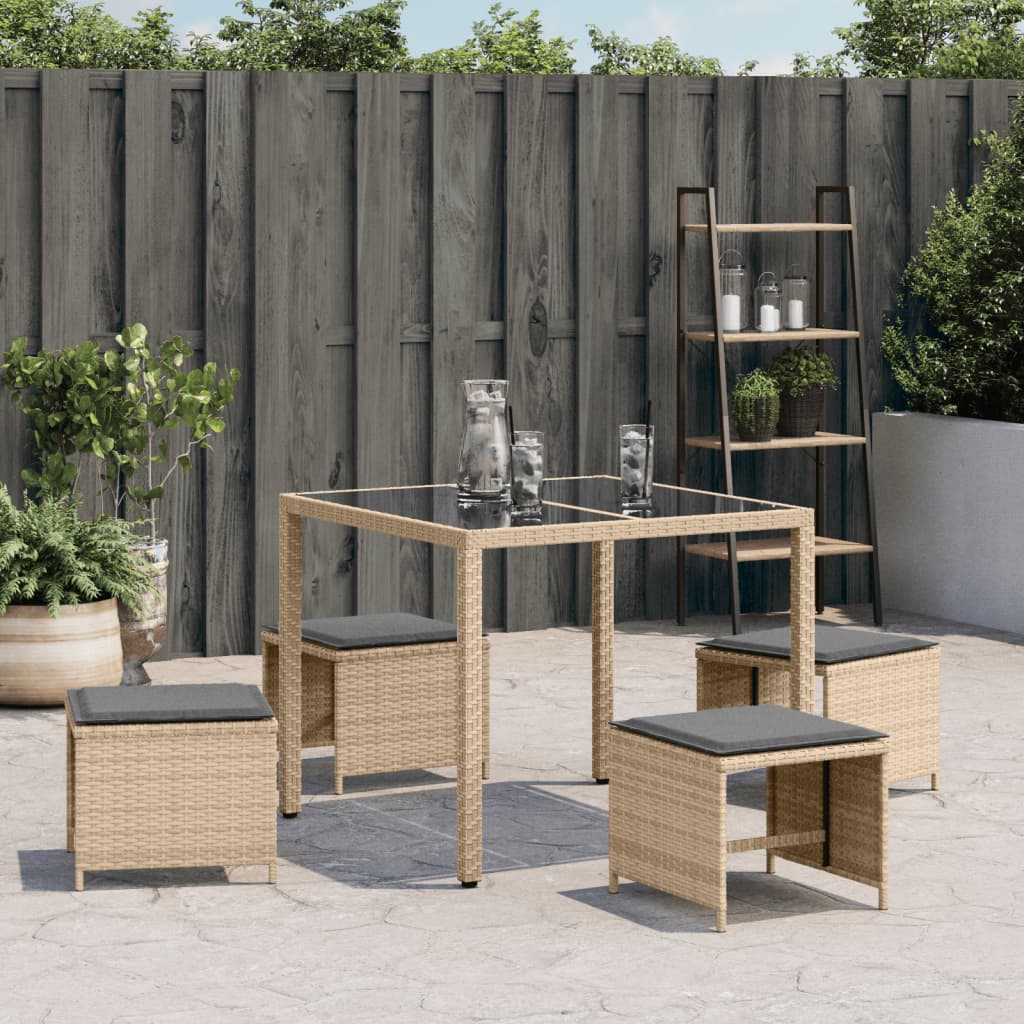 Scaune de grădină cu perne 4 buc. mix bej 41x41x36 cm poliratan GartenMobel Dekor