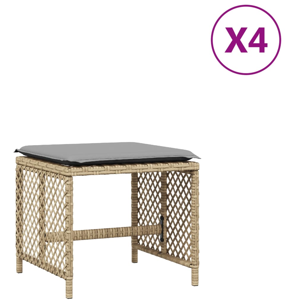 Scaune de grădină cu perne 4 buc. mix bej 41x41x36 cm poliratan GartenMobel Dekor