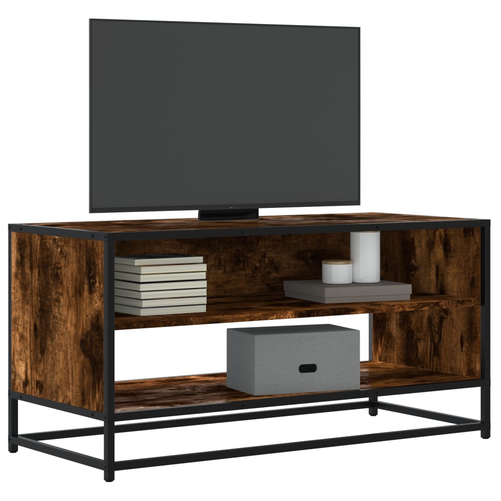 Comodă TV, stejar fumuriu, 91x40x46 cm lemn prelucrat și metal GartenMobel Dekor
