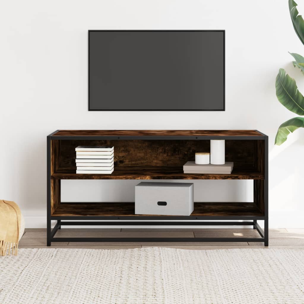 Comodă TV, stejar fumuriu, 91x40x46 cm lemn prelucrat și metal GartenMobel Dekor