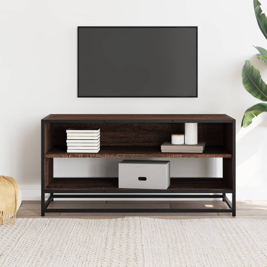 Comodă TV, stejar maro, 91x40x46 cm lemn prelucrat și metal GartenMobel Dekor