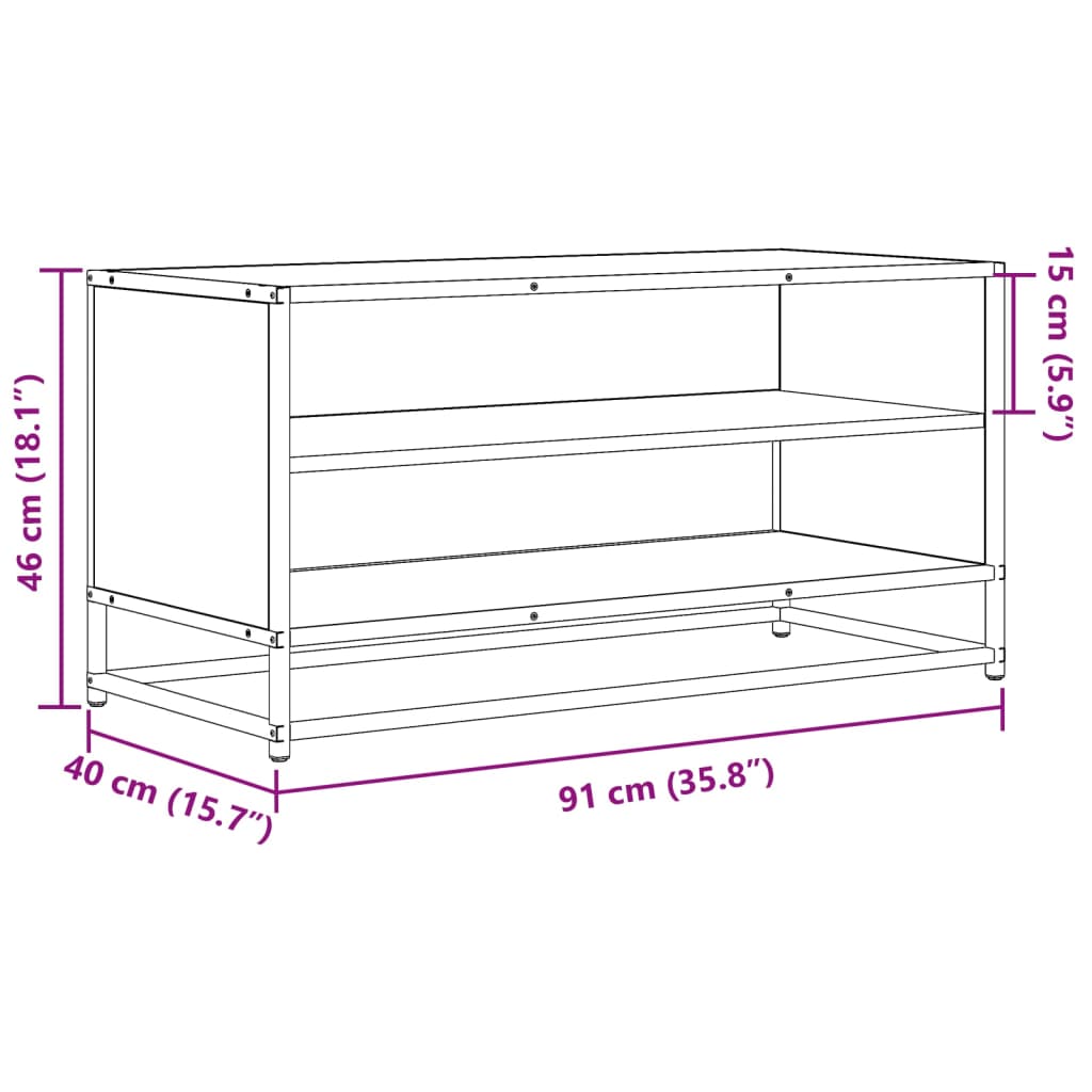 Comodă TV, stejar maro, 91x40x46 cm lemn prelucrat și metal GartenMobel Dekor