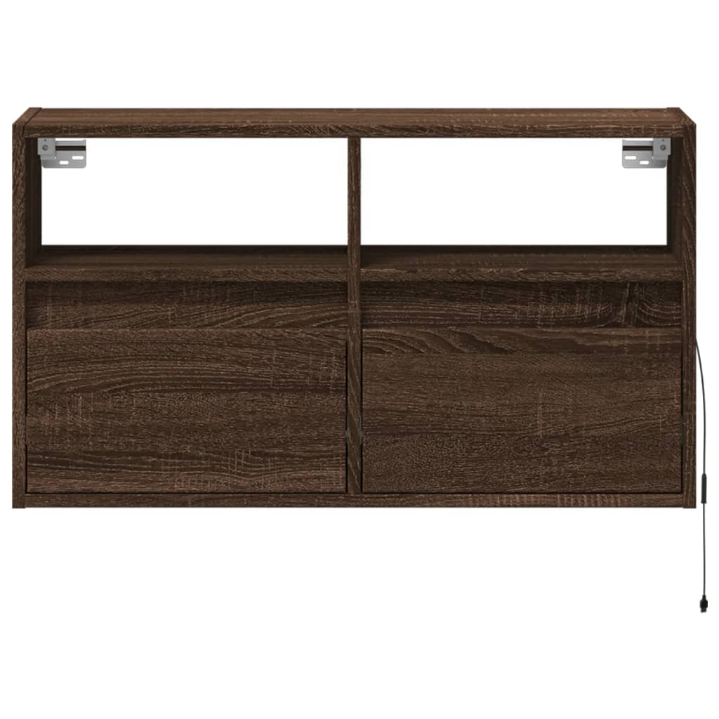 Comodă TV de perete cu lumini LED, stejar maro, 80x31x45 cm GartenMobel Dekor