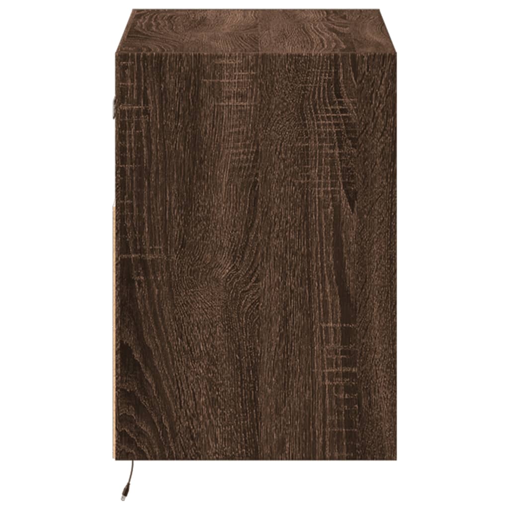 Comodă TV de perete cu lumini LED, stejar maro, 80x31x45 cm GartenMobel Dekor