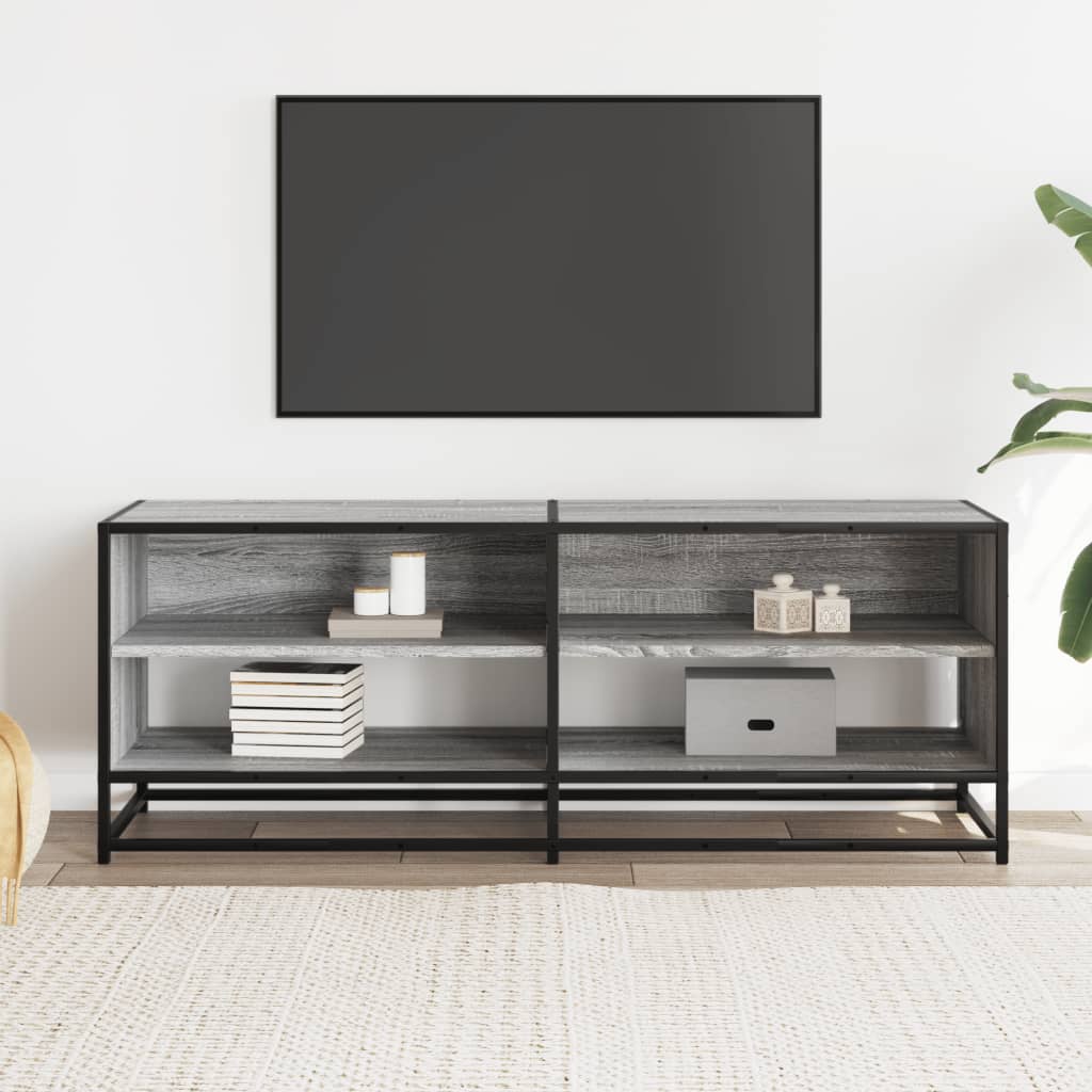 Dulap TV, gri sonoma, 120,5x40x46 cm, lemn prelucrat și metal GartenMobel Dekor