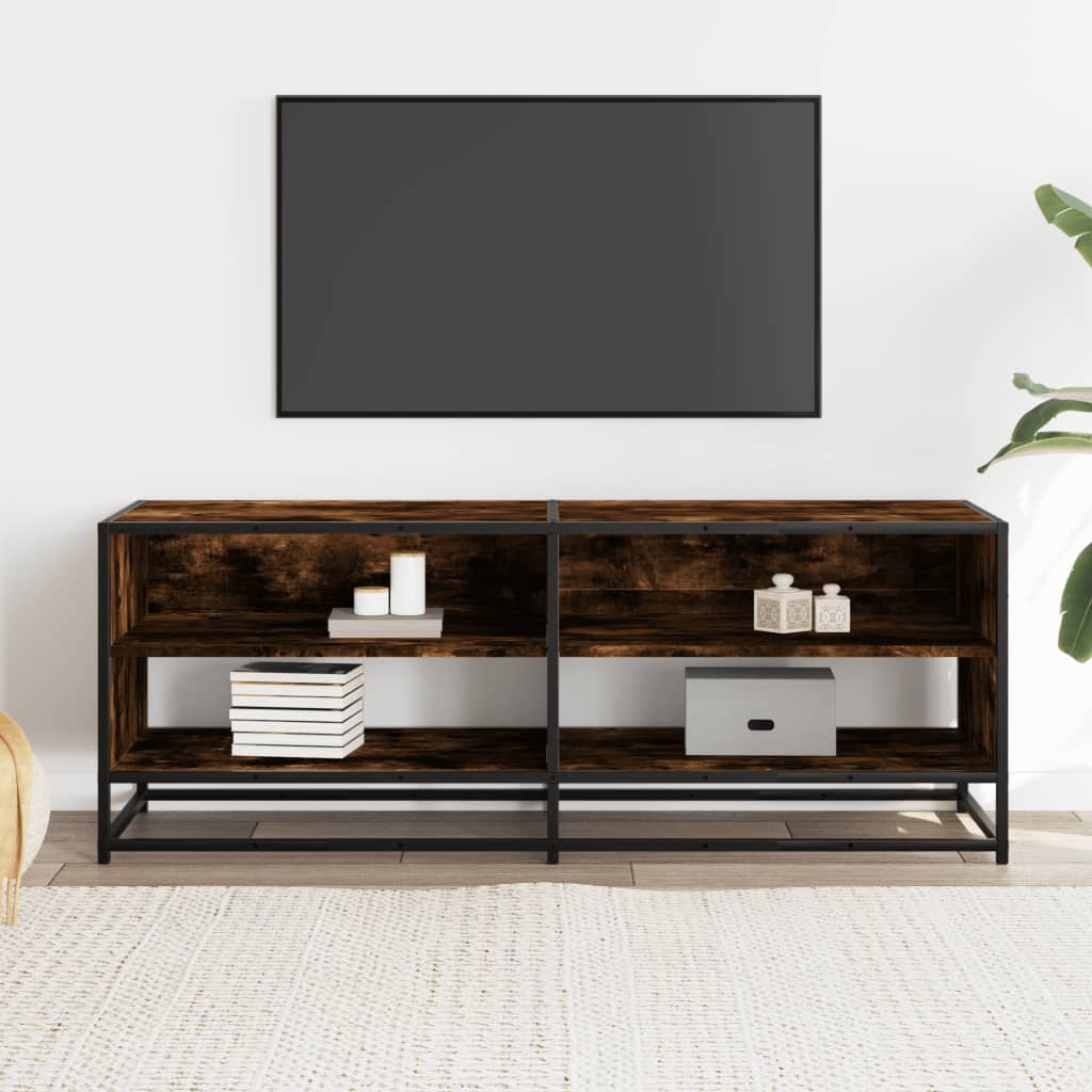 Dulap TV stejar fumuriu, 120,5x40x46 cm lemn prelucrat și metal GartenMobel Dekor