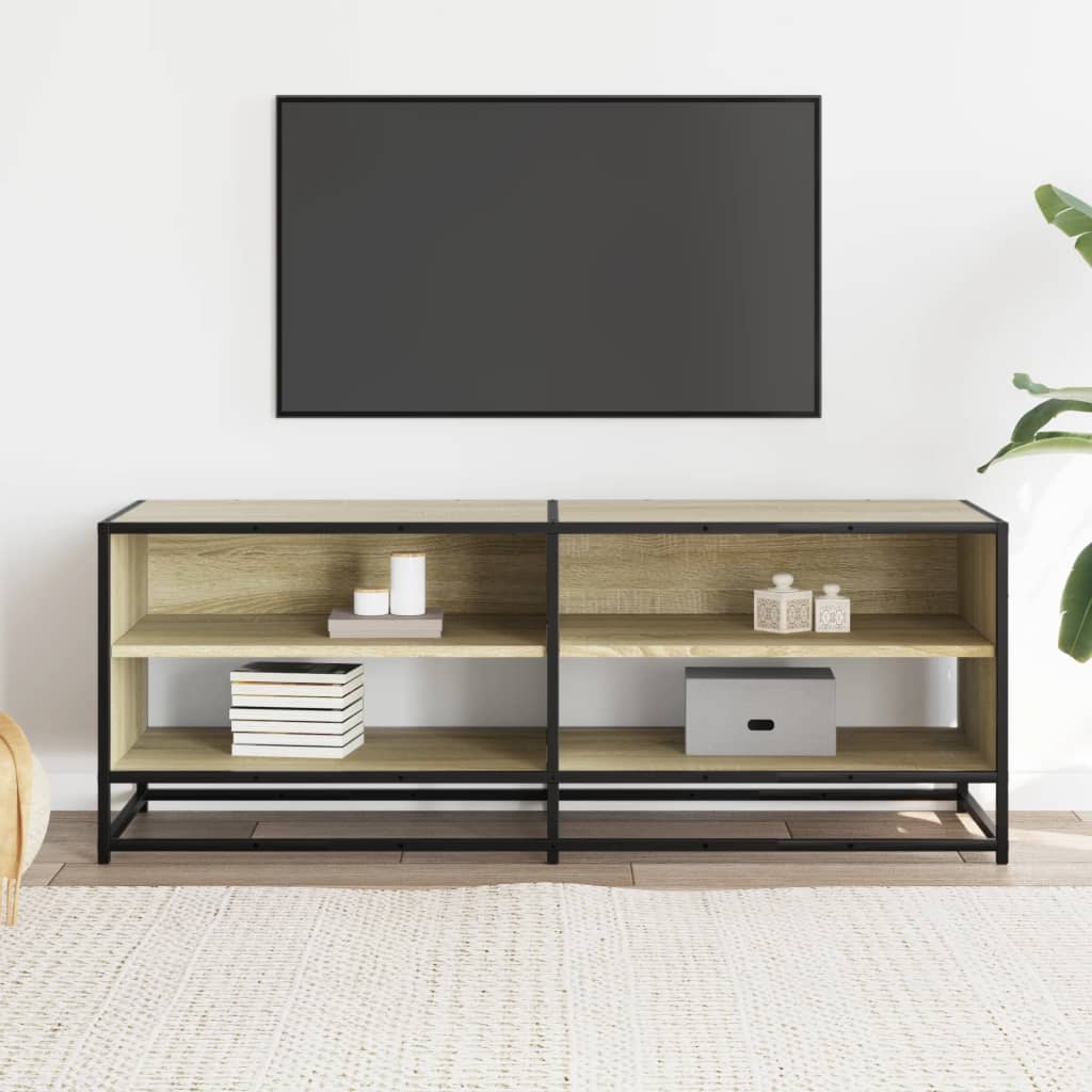 Dulap TV stejar sonoma, 120,5x40x46 cm, lemn prelucrat și metal GartenMobel Dekor