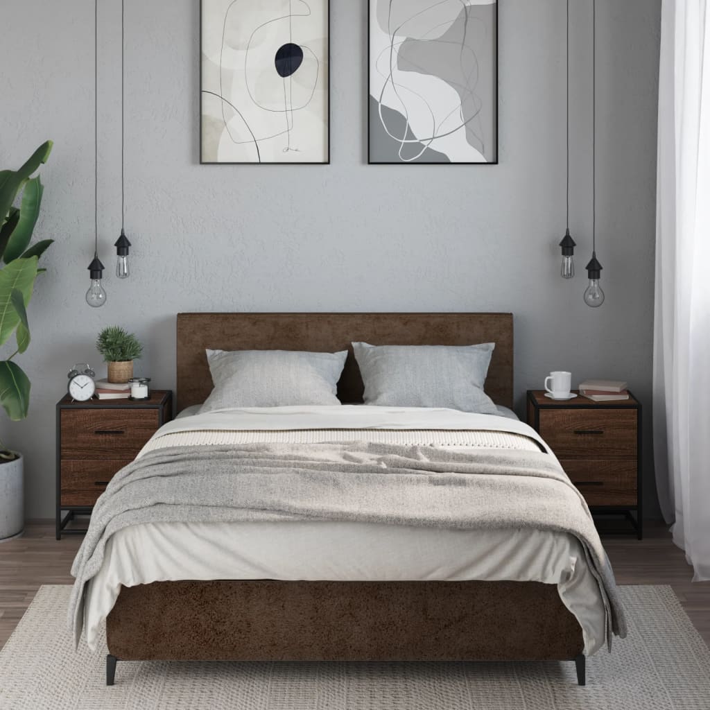 Noptiere, 2 buc., stejar maro, 40x31x50 cm, lemn compozit GartenMobel Dekor