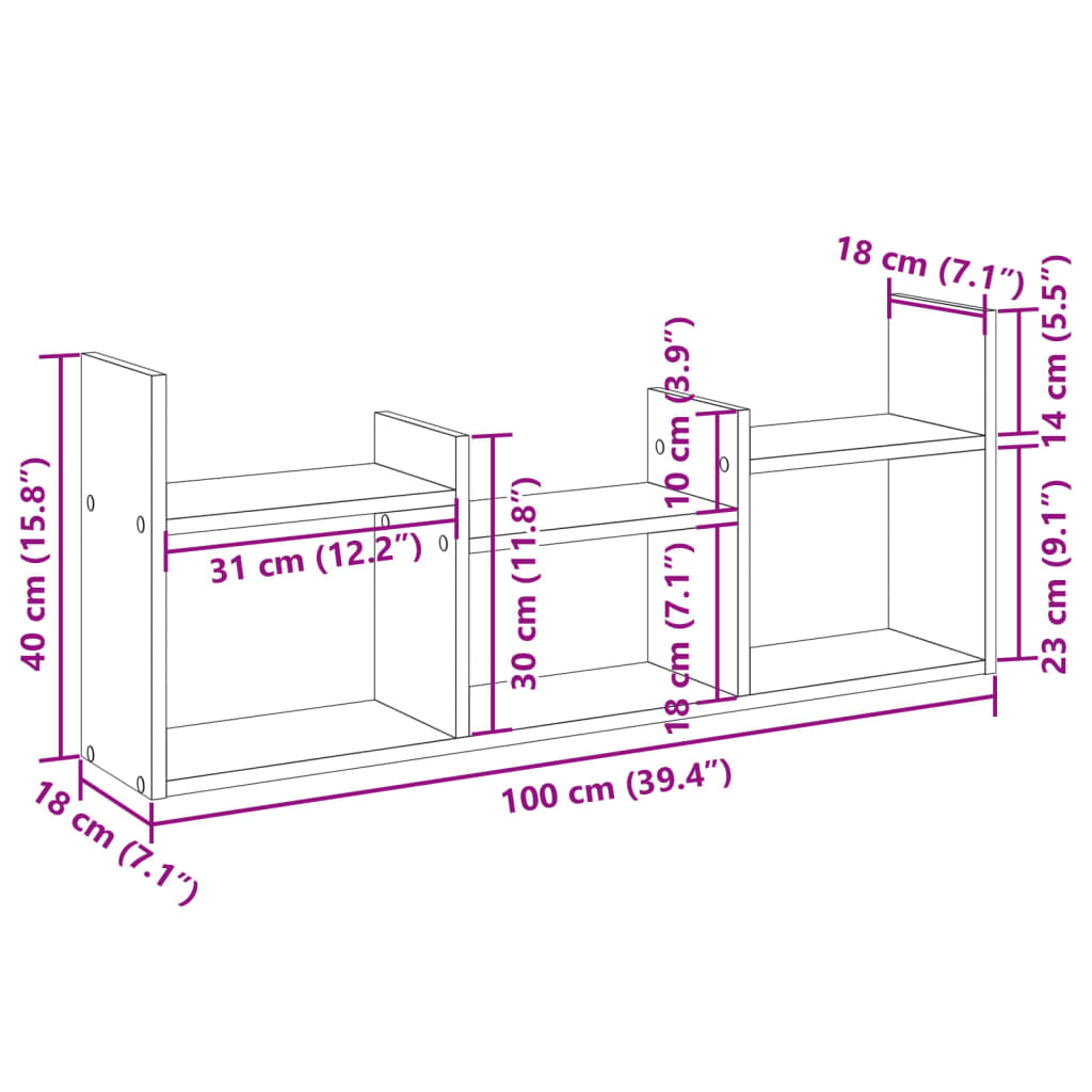 Dulap de perete, gri beton, 100x18x40 cm, lemn prelucrat GartenMobel Dekor