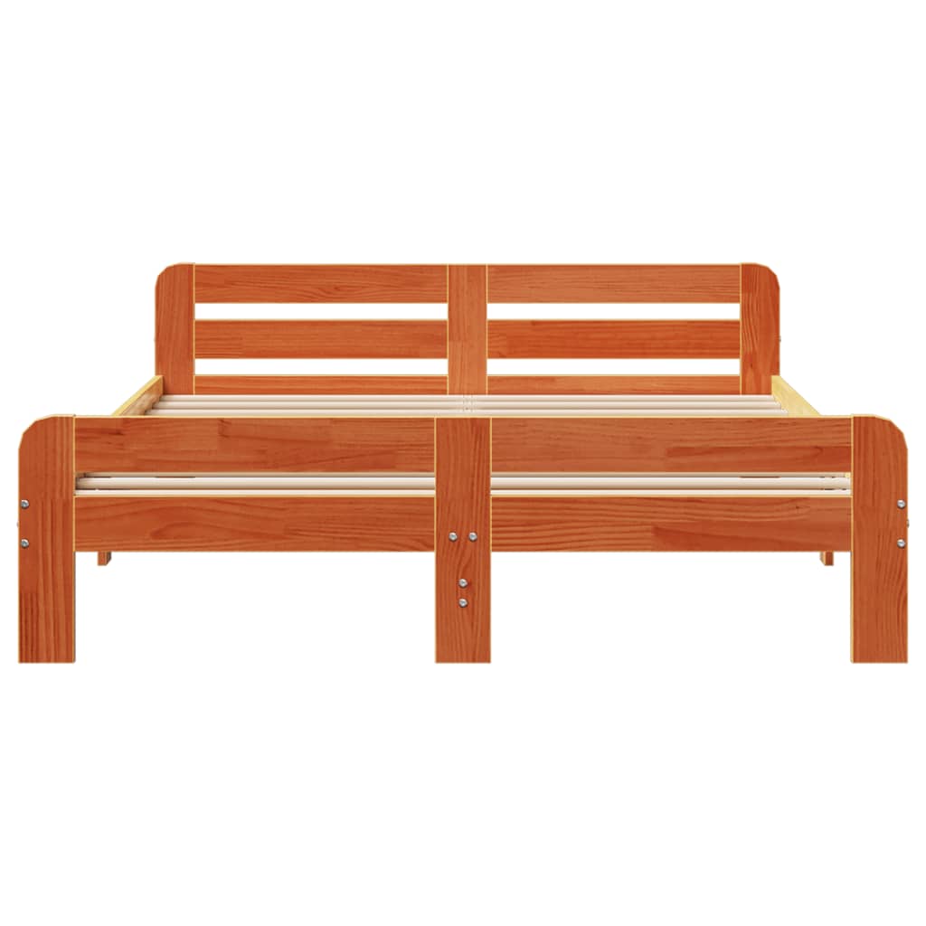 Cadru pat fără saltea, maro ceruit, 140x190 cm, lemn masiv pin GartenMobel Dekor