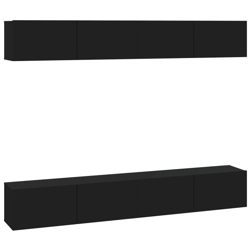 Dulapuri TV de perete, 4 buc., negru, 100x30x30 cm GartenMobel Dekor