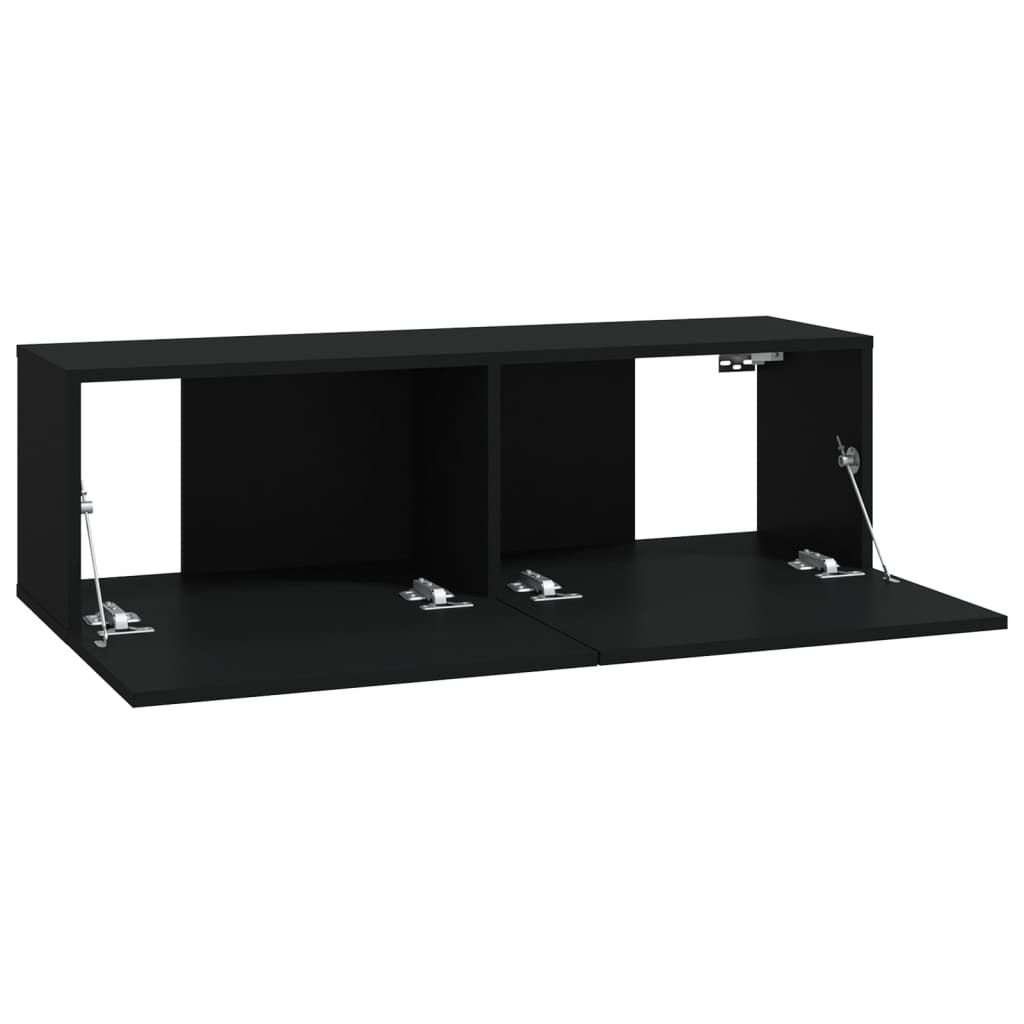 Dulapuri TV de perete, 4 buc., negru, 100x30x30 cm GartenMobel Dekor