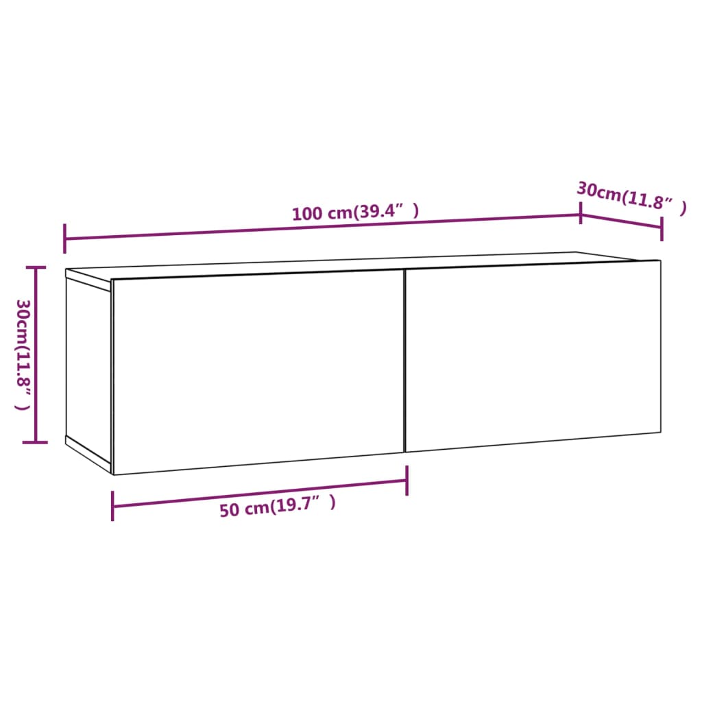 Dulapuri TV de perete, 4 buc., negru, 100x30x30 cm GartenMobel Dekor