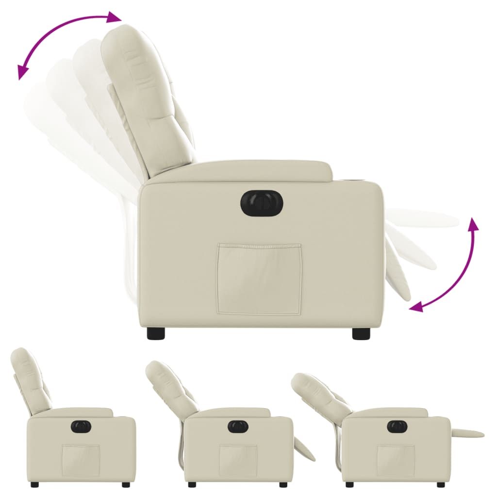 Fotoliu rabatabil electric, crem, piele ecologică GartenMobel Dekor