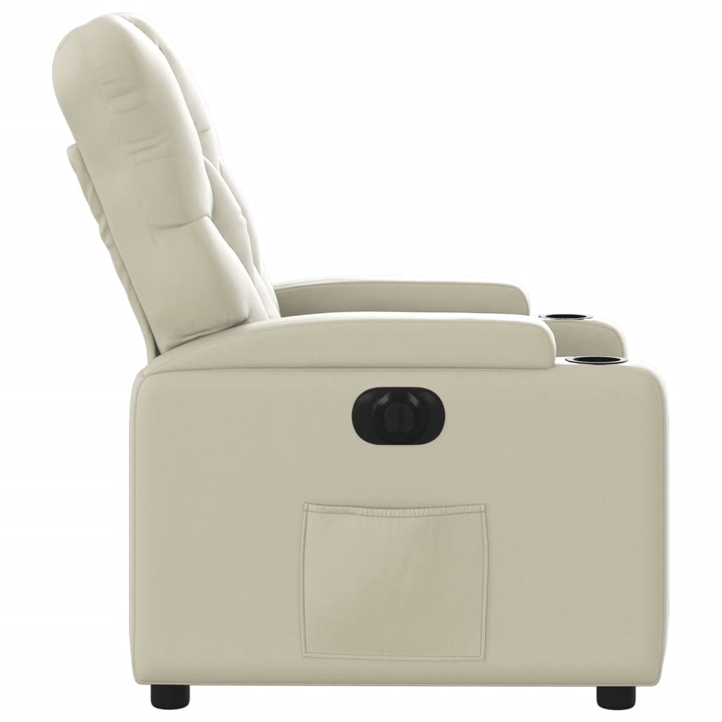 Fotoliu rabatabil electric, crem, piele ecologică GartenMobel Dekor