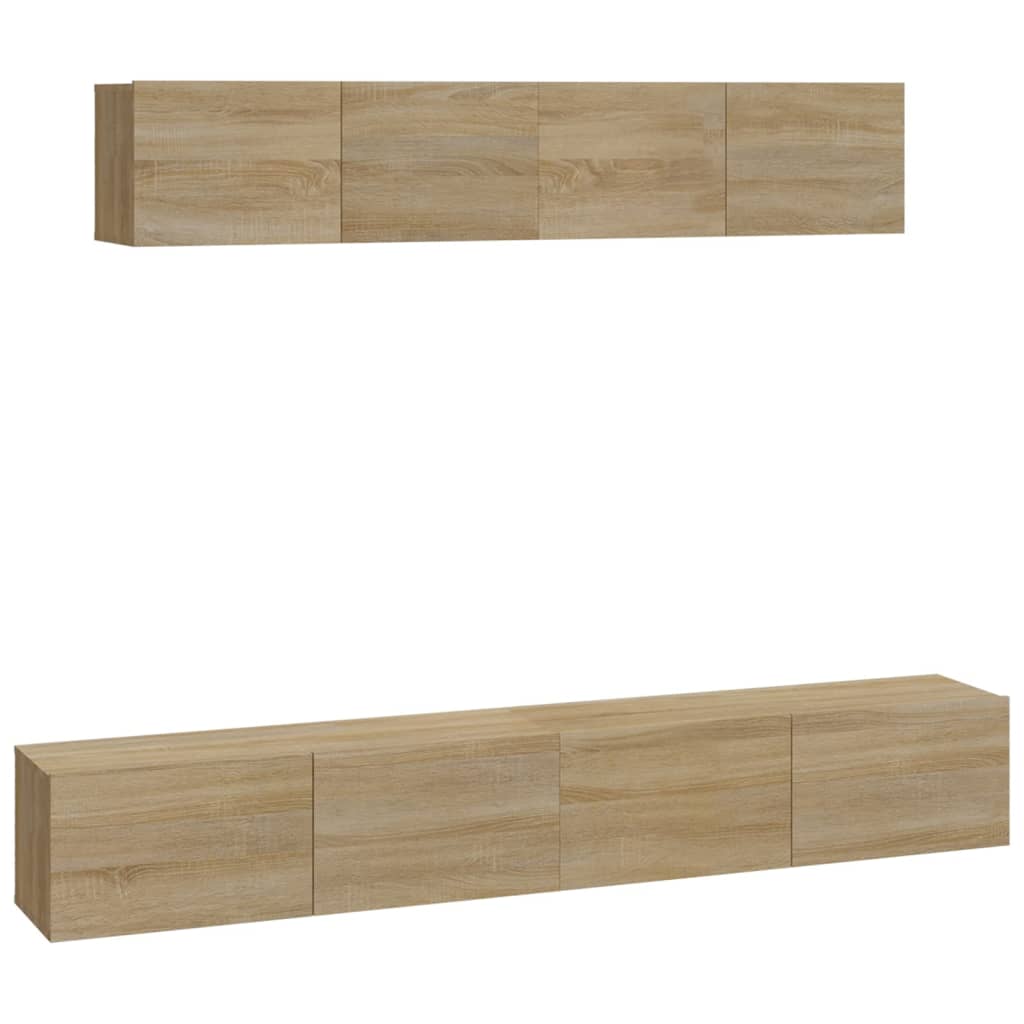 Set dulap TV, 4 piese, stejar sonoma, lemn prelucrat GartenMobel Dekor