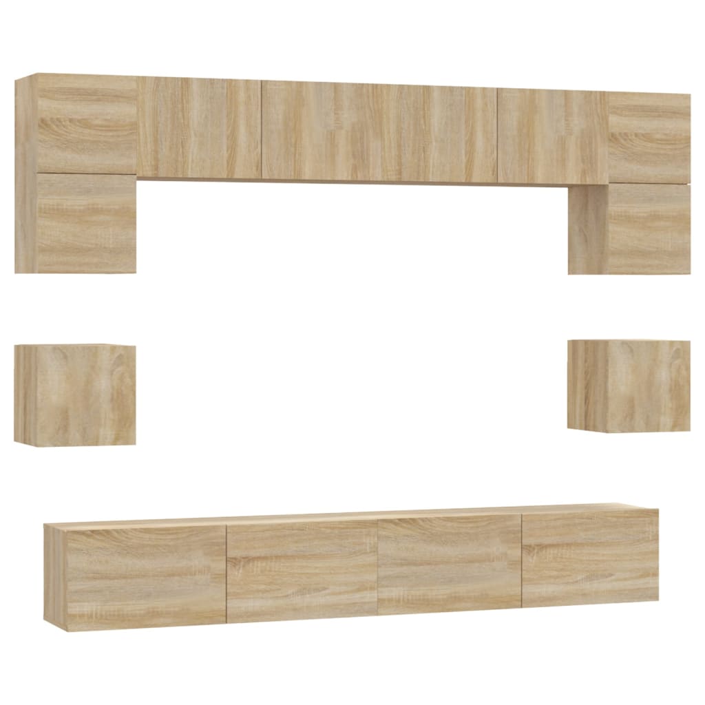 Set dulap TV, 8 piese, stejar sonoma, lemn prelucrat GartenMobel Dekor