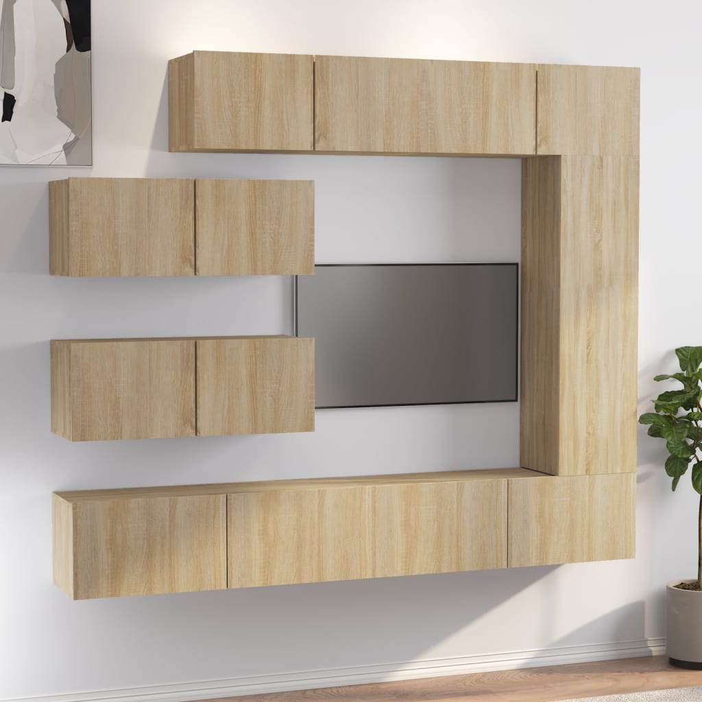 Set dulapuri TV, 7 piese, stejar sonoma, lemn prelucrat GartenMobel Dekor