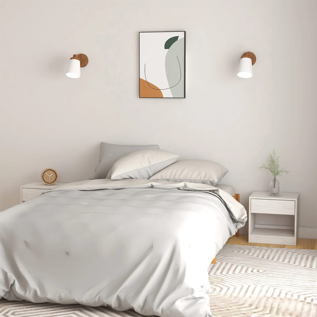 Noptiere, 2 buc., alb, 40x31x40 cm, lemn masiv de pin GartenMobel Dekor