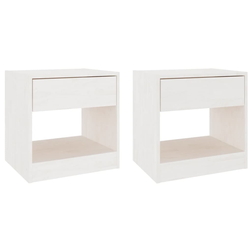 Noptiere, 2 buc., alb, 40x31x40 cm, lemn masiv de pin GartenMobel Dekor