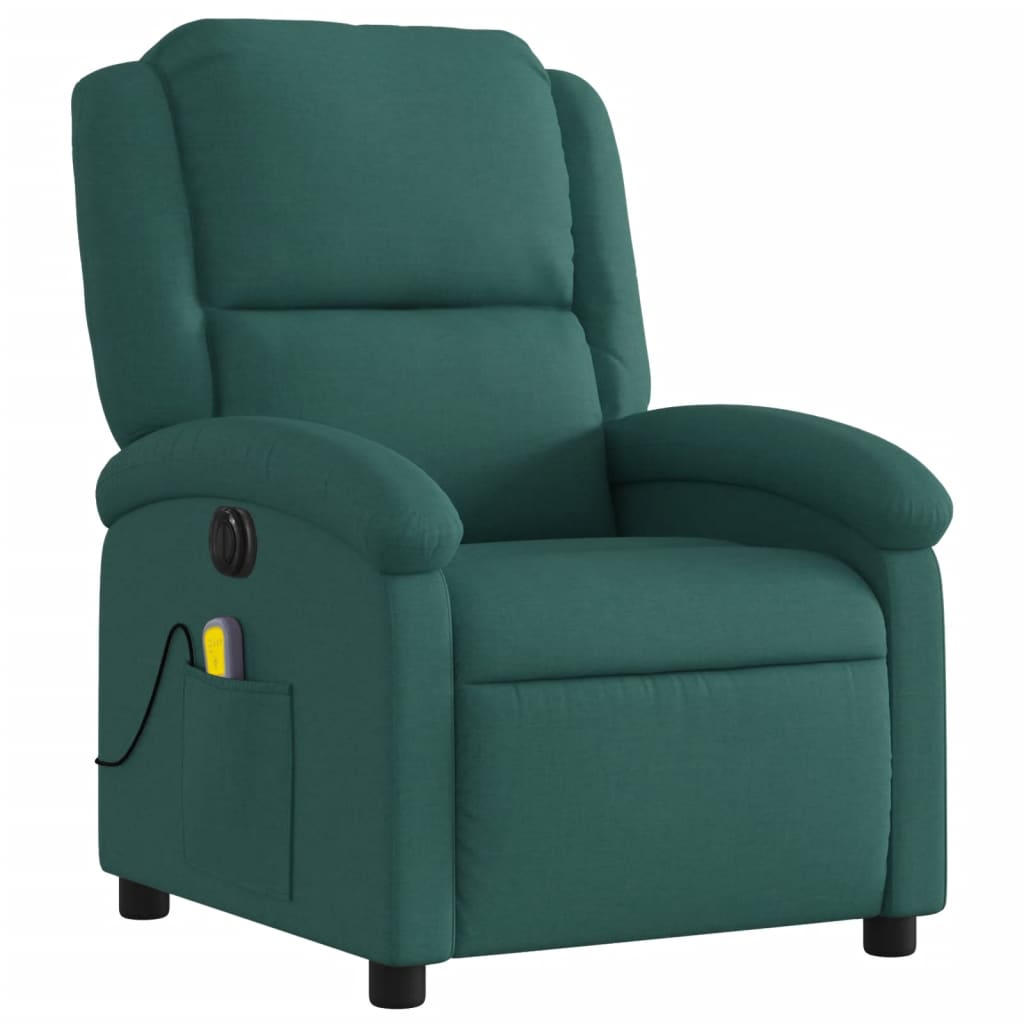 Fotoliu electric de masaj rabatabil, verde închis, textil GartenMobel Dekor