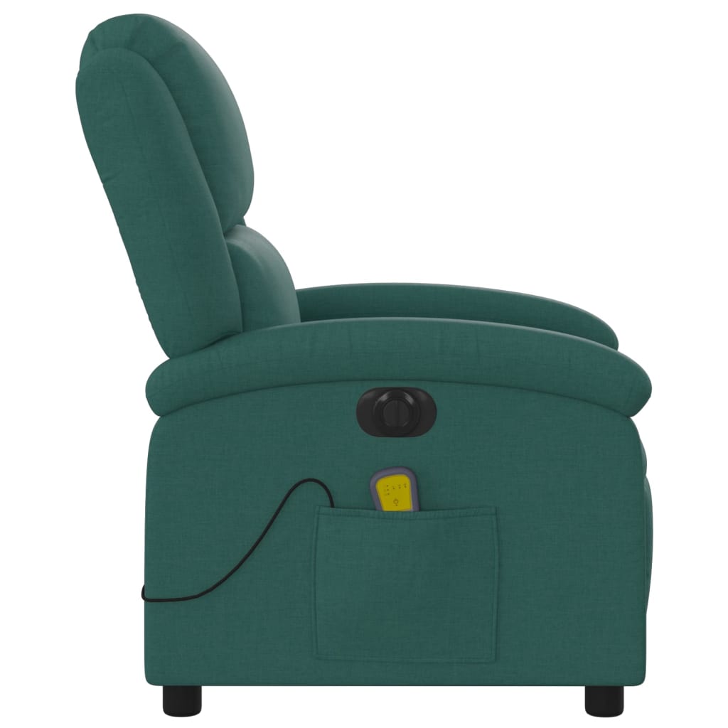 Fotoliu electric de masaj rabatabil, verde închis, textil GartenMobel Dekor