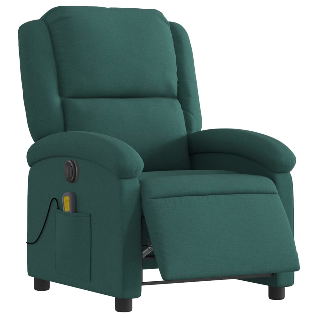 Fotoliu electric de masaj rabatabil, verde închis, textil GartenMobel Dekor