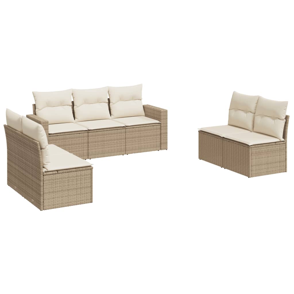 Set canapele de grădină, 7 piese, cu perne, bej, poliratan GartenMobel Dekor