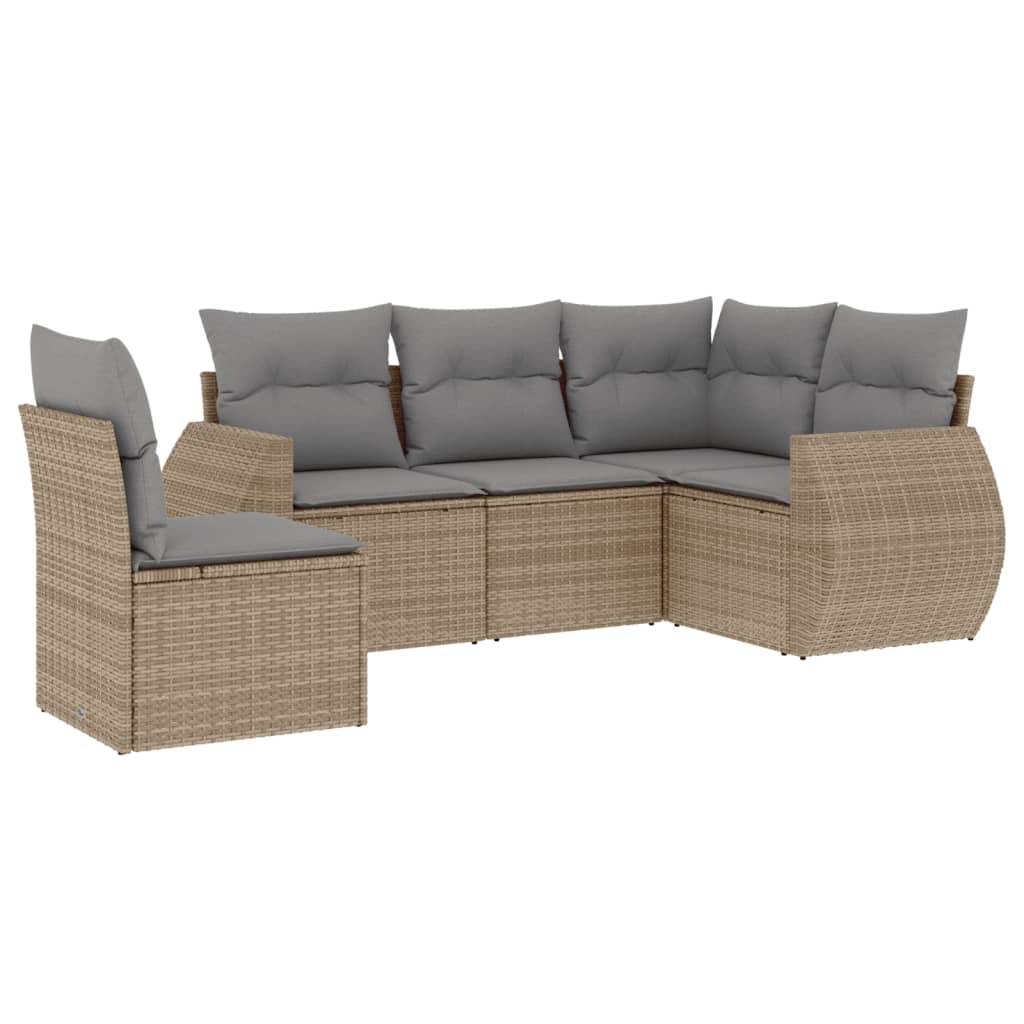 Set canapele de grădină cu perne, 5 piese, bej, poliratan GartenMobel Dekor