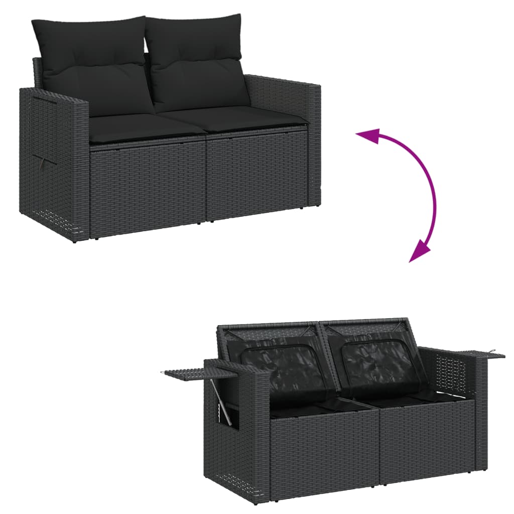 Set canapele de grădină, 12 piese, cu perne, negru, poliratan GartenMobel Dekor