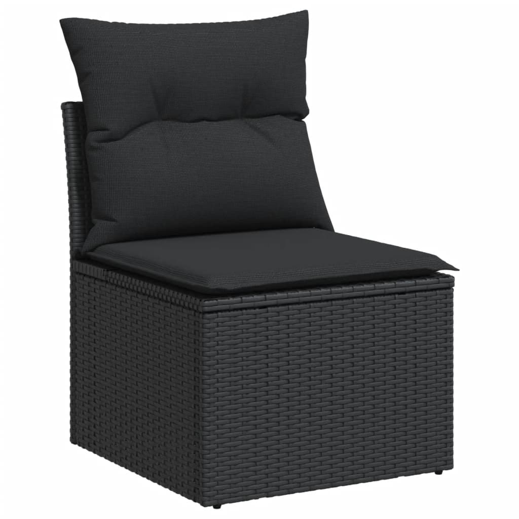 Set canapele de grădină cu perne, 10 piese, negru, poliratan GartenMobel Dekor
