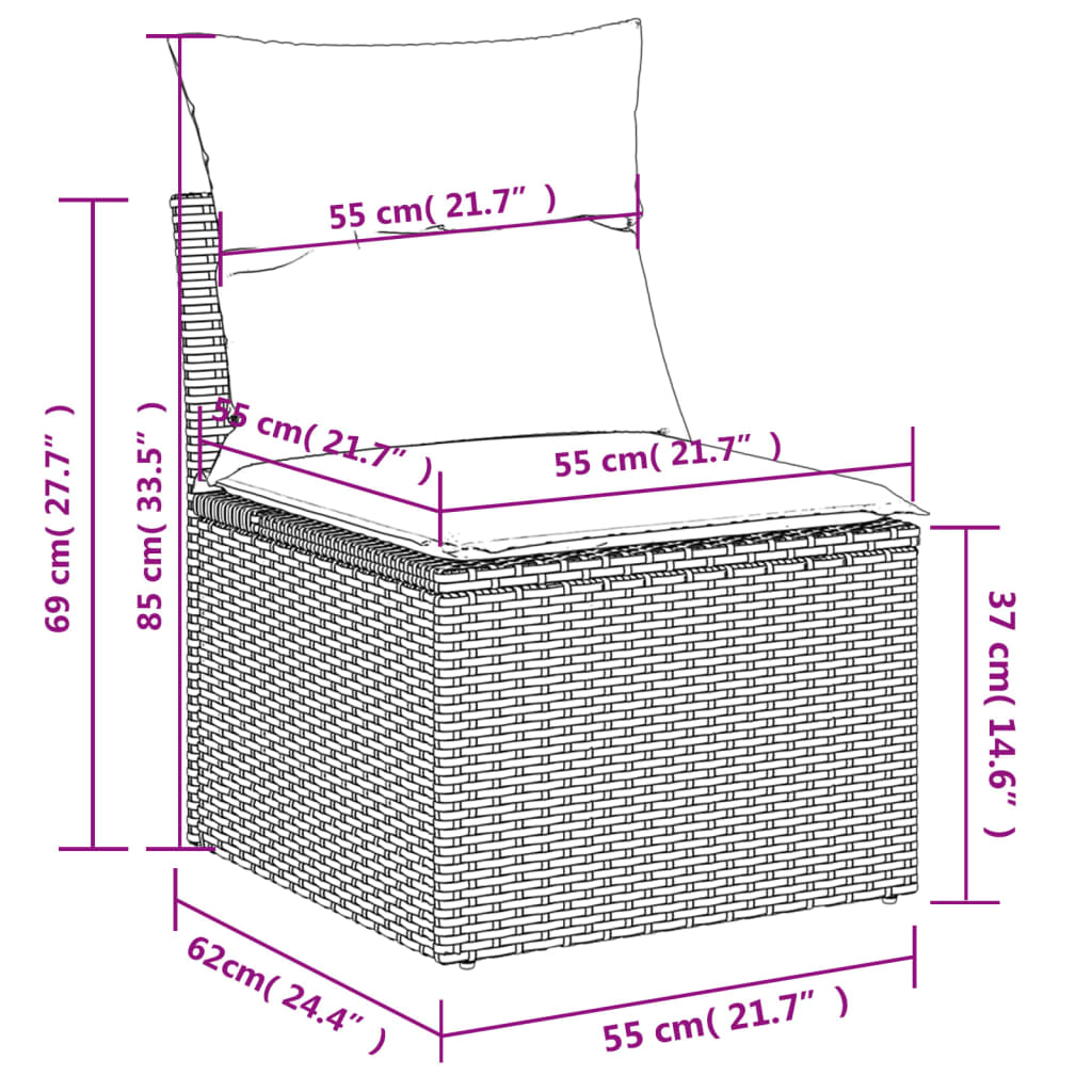 Set canapele de grădină cu perne, 10 piese, negru, poliratan GartenMobel Dekor