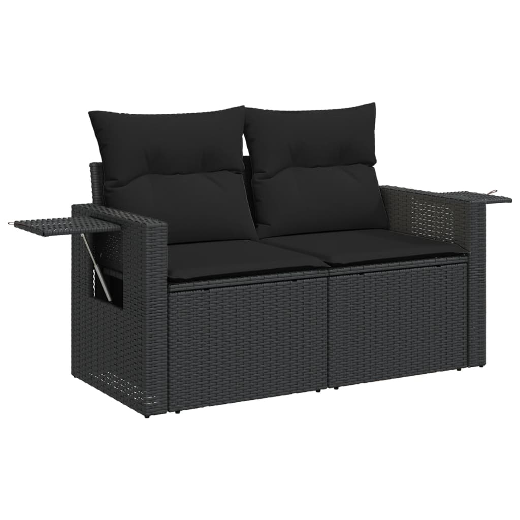 Set canapele de grădină cu perne, 10 piese, negru, poliratan GartenMobel Dekor