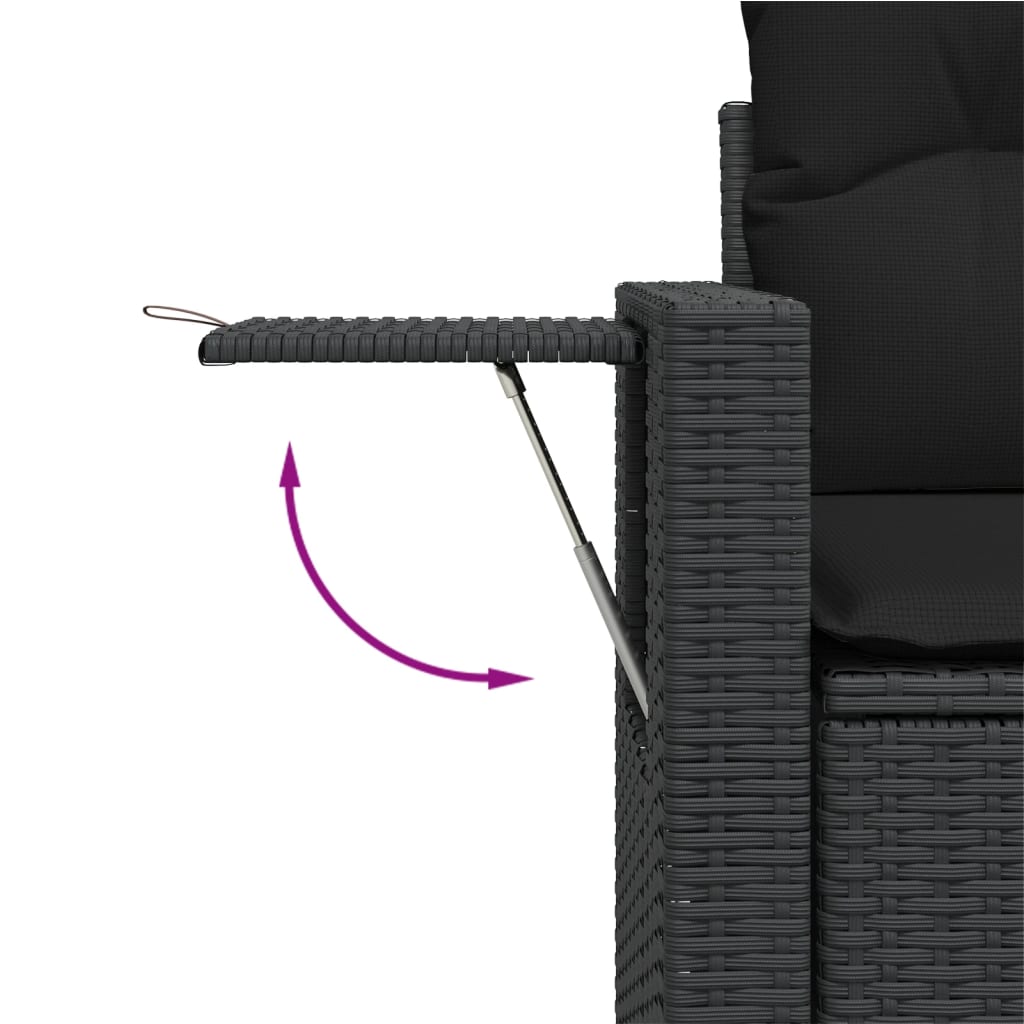 Set canapele de grădină cu perne, 10 piese, negru, poliratan GartenMobel Dekor