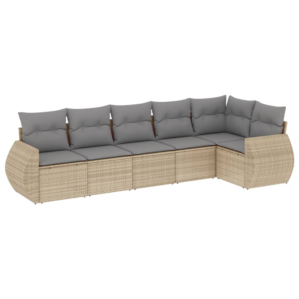 Set canapele de grădină cu perne, 6 piese, bej, poliratan GartenMobel Dekor