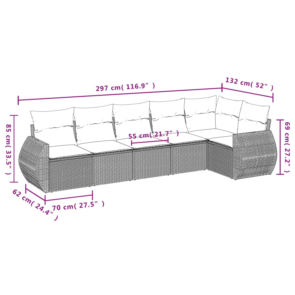 Set canapele de grădină cu perne, 6 piese, bej, poliratan GartenMobel Dekor