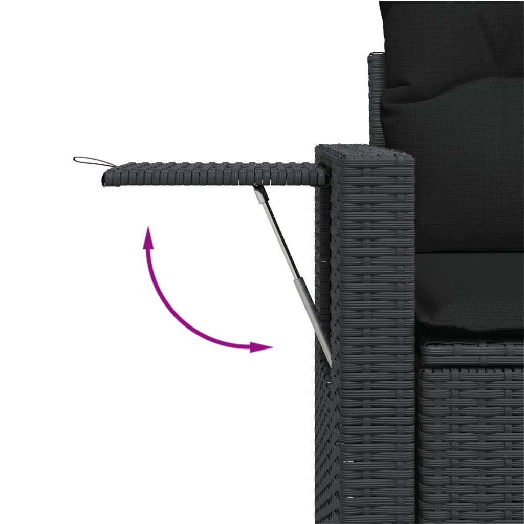 Set mobilier de grădină cu perne, 8 piese, negru, poliratan GartenMobel Dekor