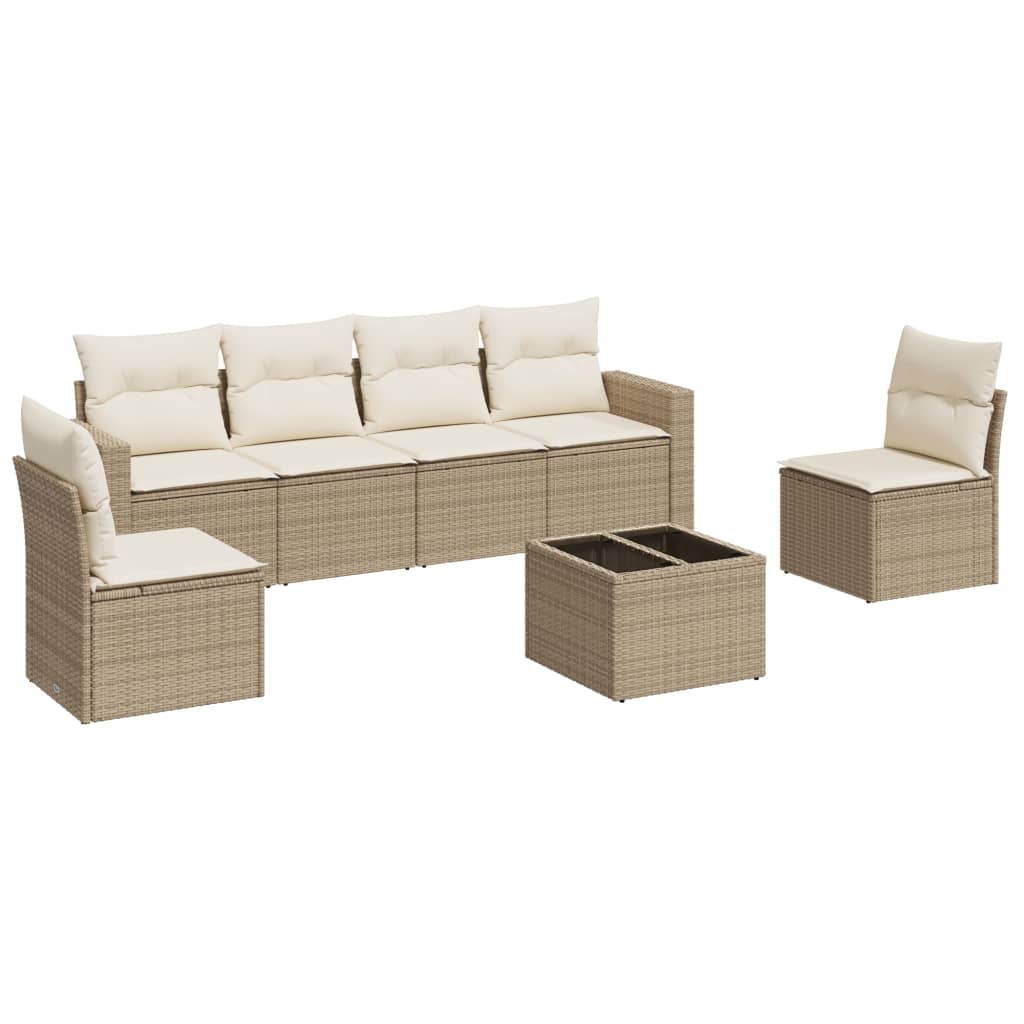Set canapele de grădină, 7 piese, cu perne, bej, poliratan GartenMobel Dekor