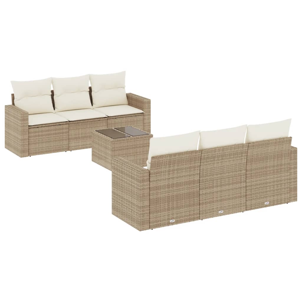 Set canapele de grădină, 7 piese, cu perne, bej, poliratan GartenMobel Dekor