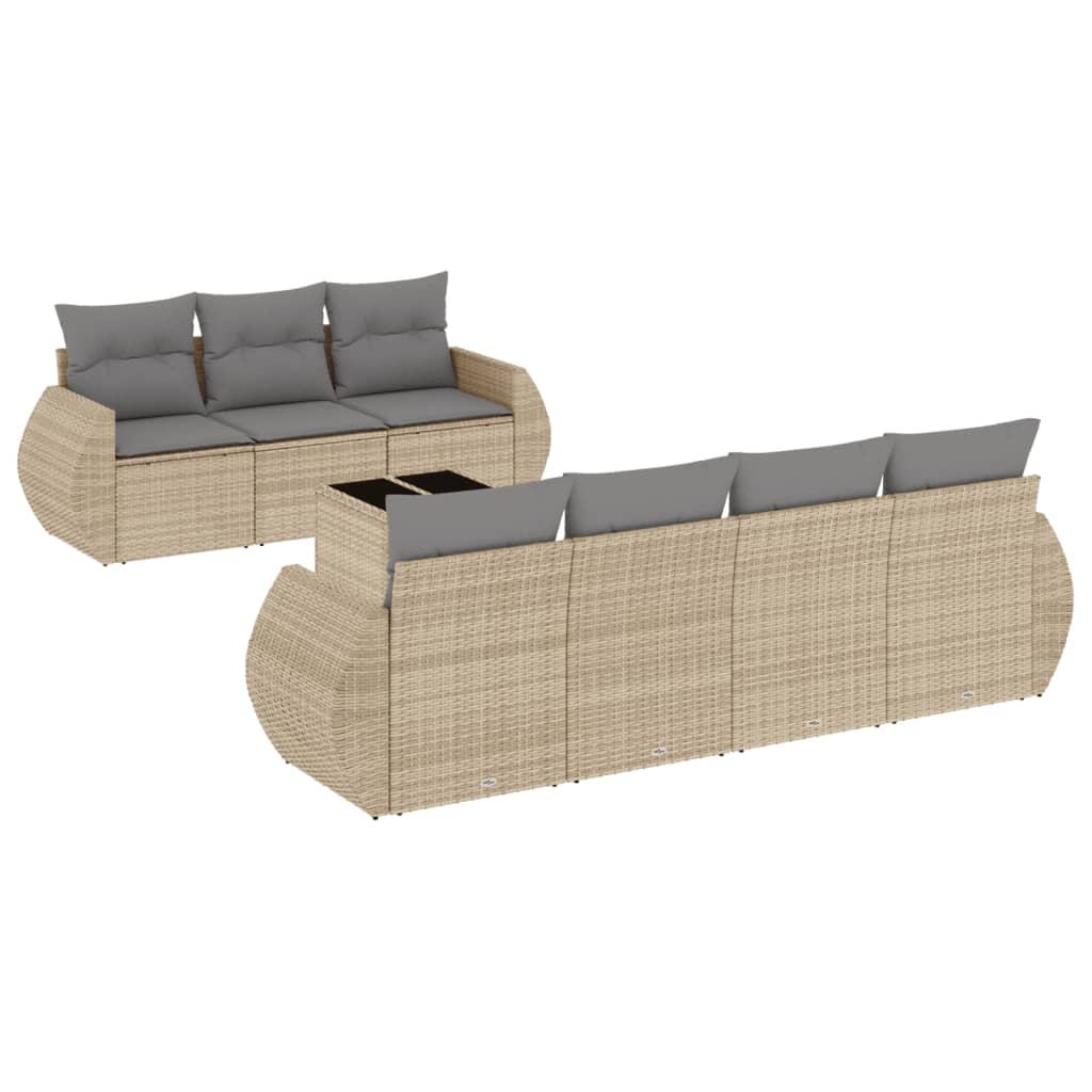 Set canapele de grădină, 8 piese, cu perne, bej, poliratan GartenMobel Dekor