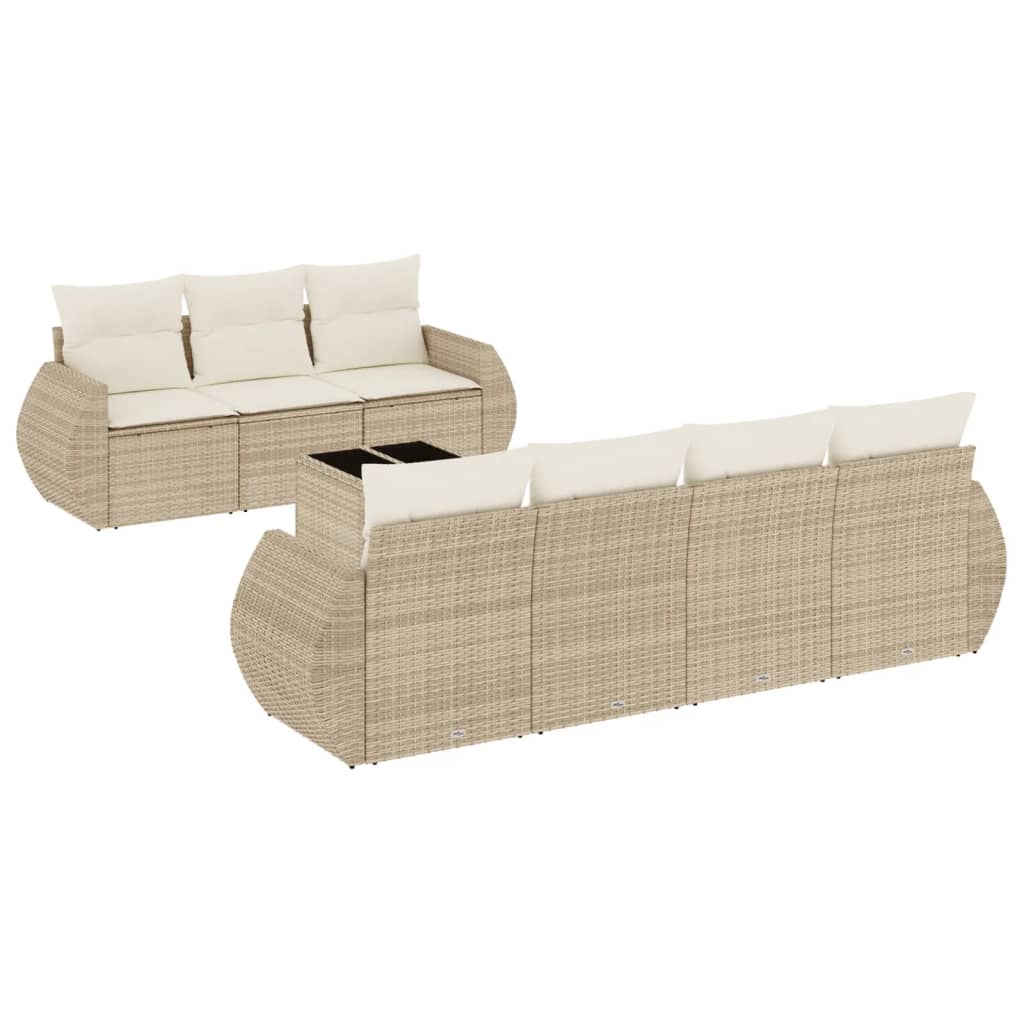 Set canapele de grădină, 8 piese, cu perne, bej, poliratan GartenMobel Dekor