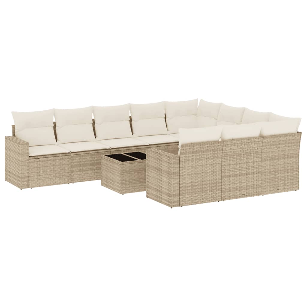 Set canapele de grădină cu perne, 11 piese, bej, poliratan GartenMobel Dekor